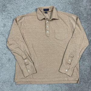 Peter Millar Collection Brown Long Sleeve Golf Polo Shirt Collared Button Down M